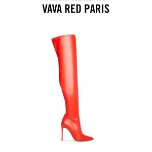 NWOB STEVE MADDEN VAVA RED OVER THE KNEE BOOTS